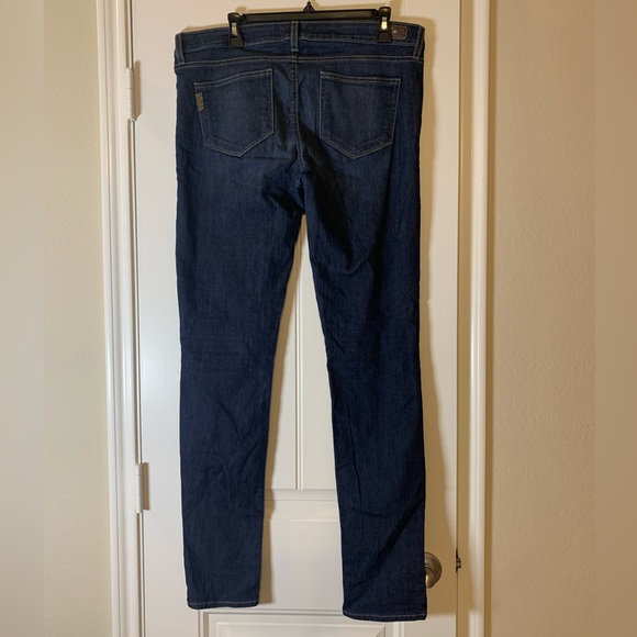 PAIGE JEANS Peg Skinny Stretchy Dark Wash Denim Blue Jeans l Size: 31 LIKE NEW - Picture 3 of 7